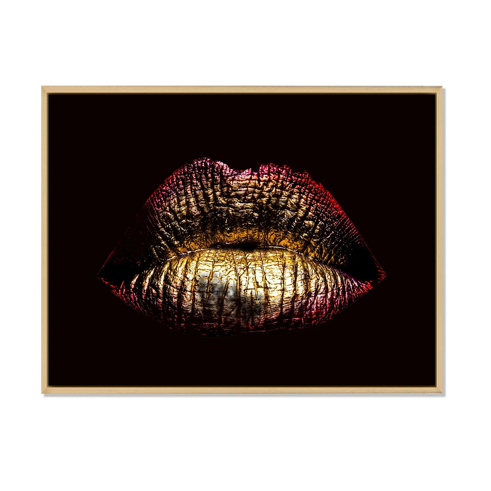 Sexy Golden Metallized Female Lips IV  Wall Art