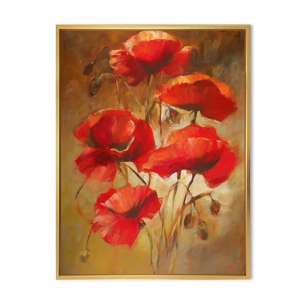 Red Blossoming Poppies IV  Wall Art