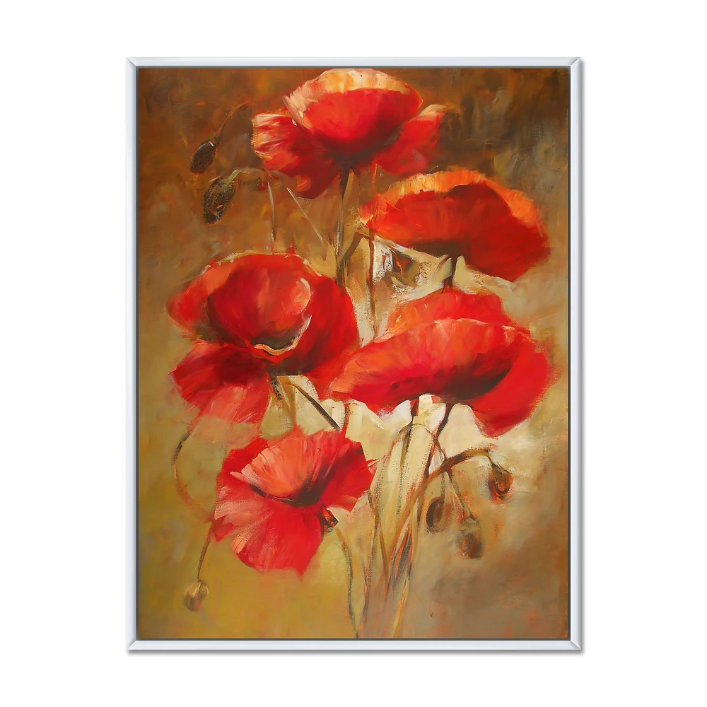 Red Blossoming Poppies IV  Wall Art