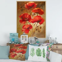 Red Blossoming Poppies IV  Wall Art