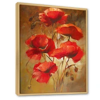 Red Blossoming Poppies IV  Wall Art