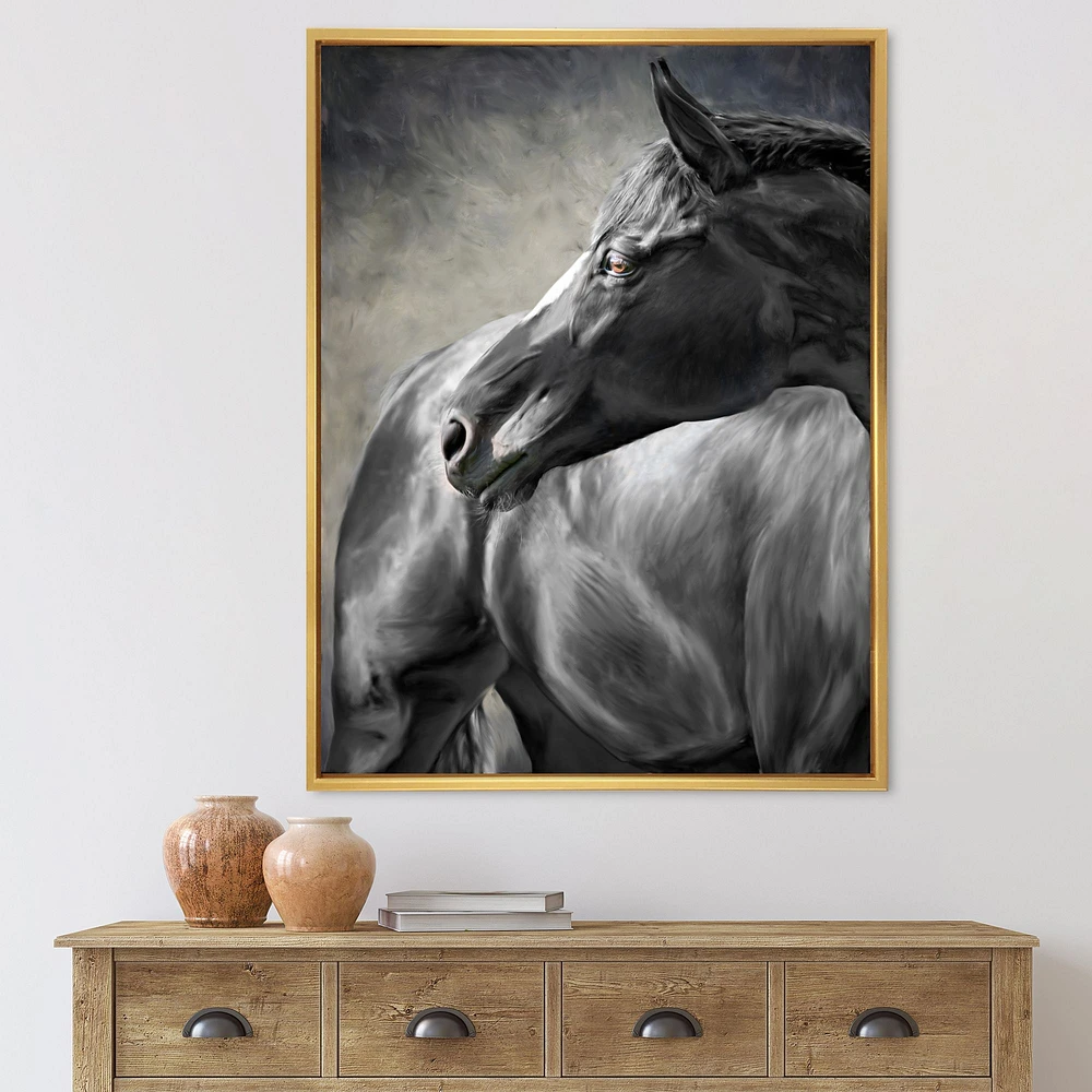 Toile imprimée « Portrait of A Black Horse »