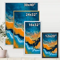 Abstract Marble Composition Blue and Orange IV  Wall Art