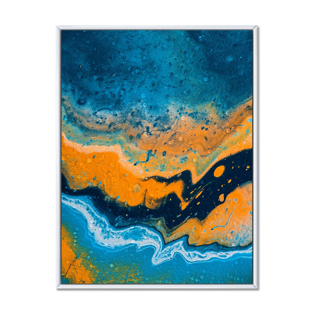 Abstract Marble Composition Blue and Orange IV  Wall Art