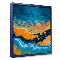 Abstract Marble Composition Blue and Orange IV  Wall Art