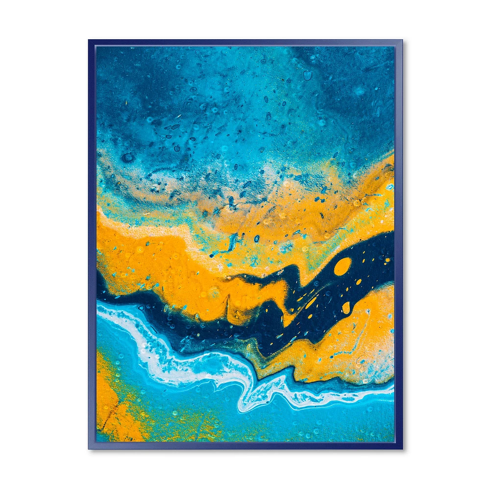 Abstract Marble Composition Blue and Orange IV  Wall Art