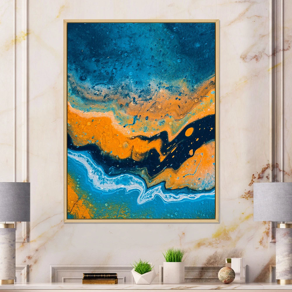 Toile « Abstract Marble Composition Blue and Orange IV »