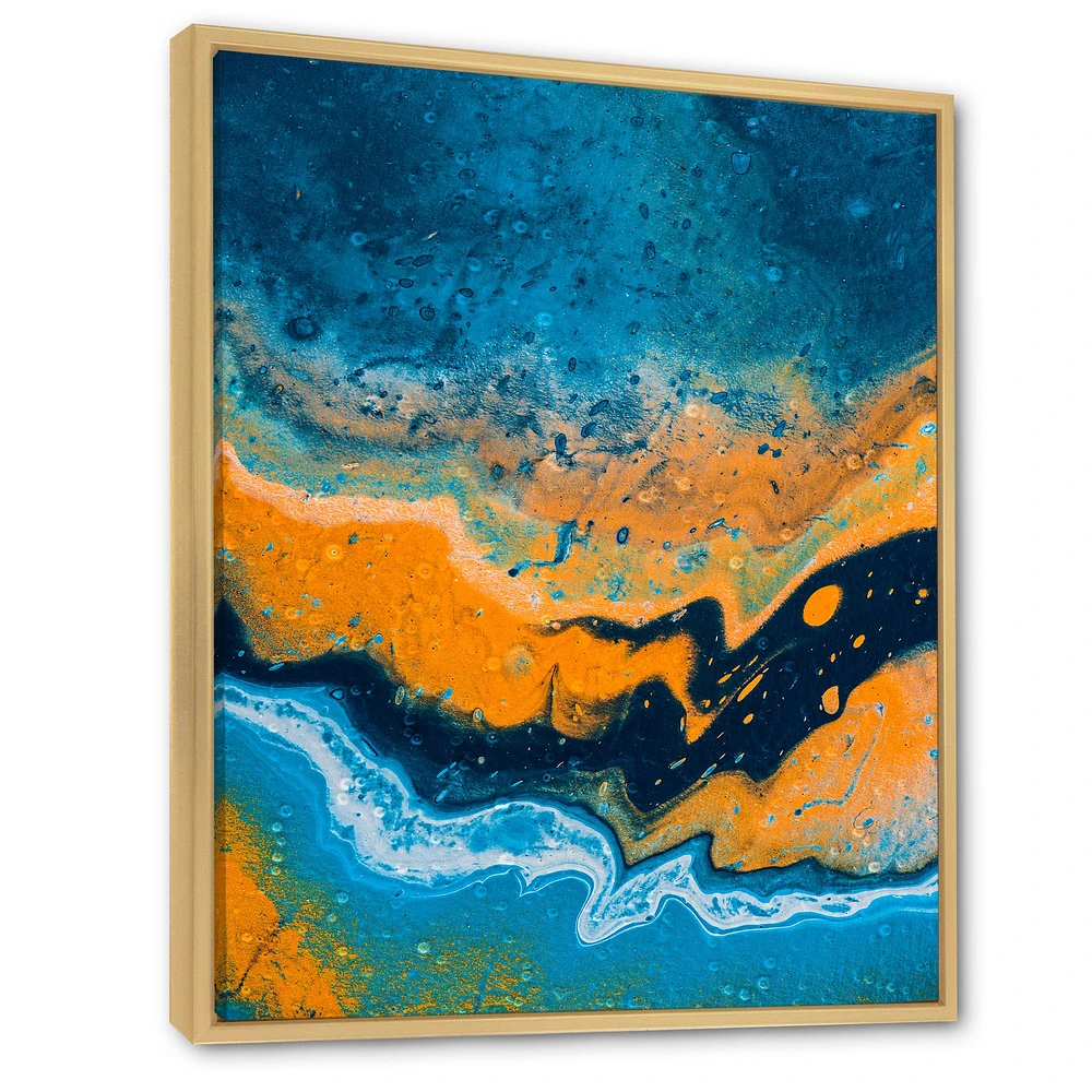 Abstract Marble Composition Blue and Orange IV  Wall Art