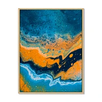 Abstract Marble Composition Blue and Orange IV  Wall Art