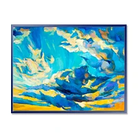 Cloudy Wide Open Sunset Over Ocean Horizon  Wall Art