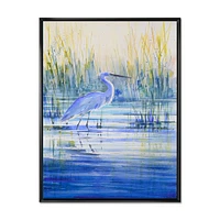 Blue Heron on The Lake Shore At Sunset  Canvas Wall Art Print