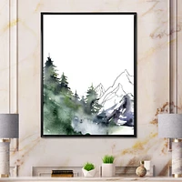 Winter Dark Blue Mountain Landscape with Trees III Canvas Wall Art Print
