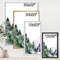 Winter Dark Blue Mountain Landscape with Trees III Canvas Wall Art Print