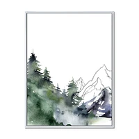 Winter Dark Blue Mountain Landscape with Trees III Canvas Wall Art Print