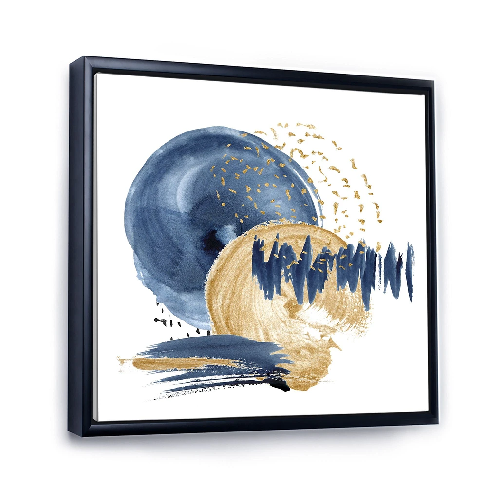 Toile imprimée « Dark Blue & Gold Abstract Circle Ocean Texture »