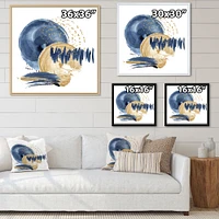 Dark Blue & Gold Abstract Circle Ocean Texture  Wall Art