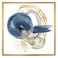 Abstract Dark Blue Gold & Black Underwater Life Canvas Wall Art Print