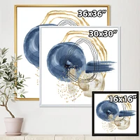 Abstract Dark Blue Gold & Black Underwater Life Canvas Wall Art Print