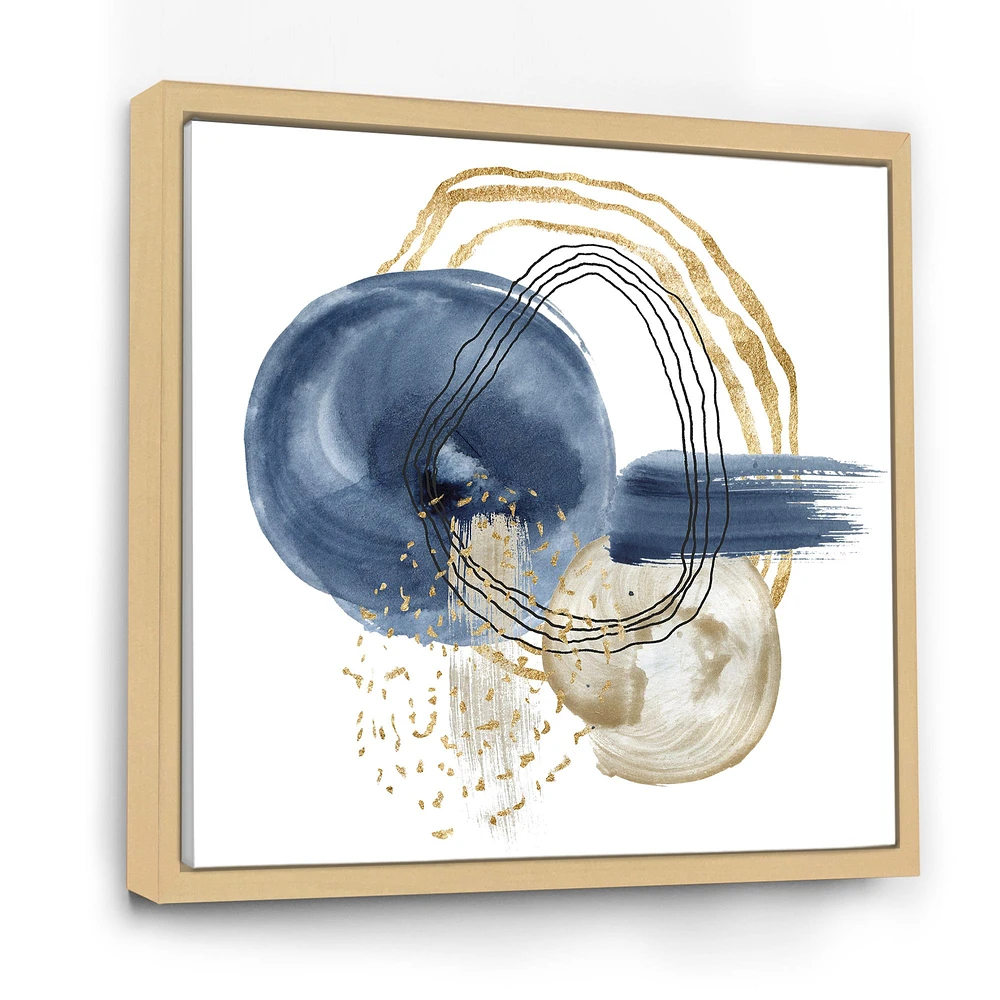 Abstract Dark Blue Gold & Black Underwater Life Canvas Wall Art Print