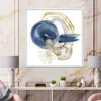 Abstract Dark Blue Gold & Black Underwater Life Canvas Wall Art Print