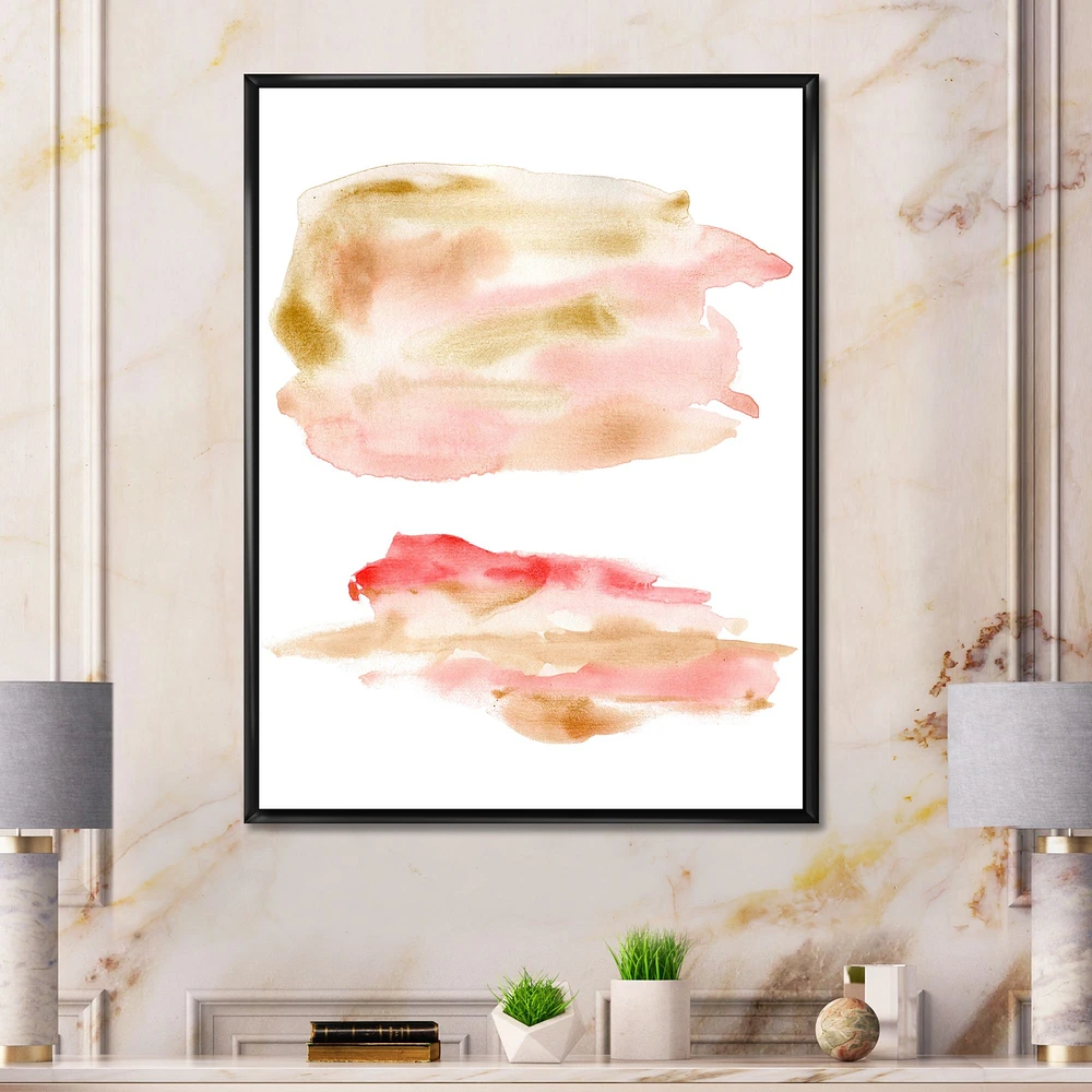 Abstract Set with Pink Gold Beige and Red Spots Wall Art