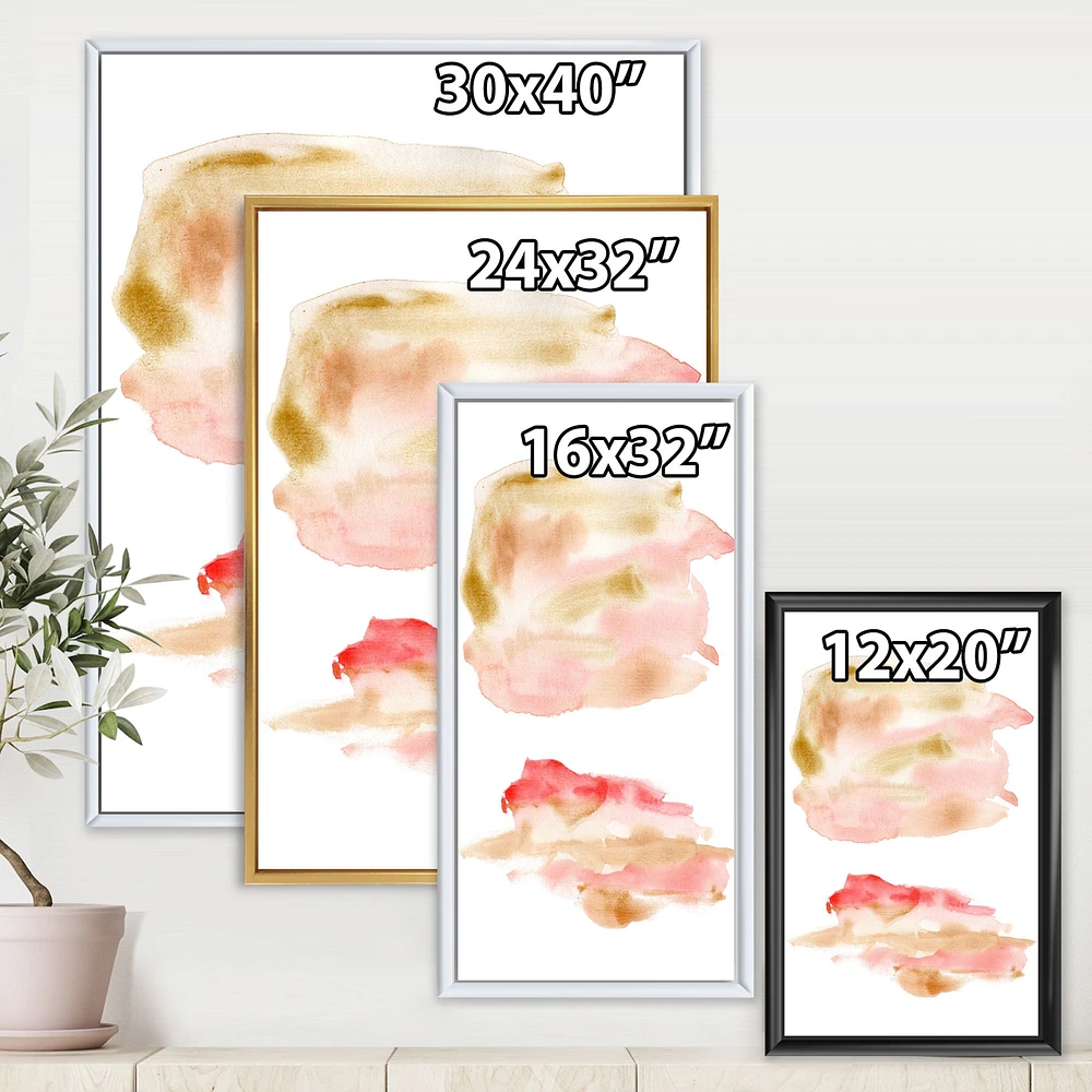 Abstract Set with Pink Gold Beige and Red Spots Wall Art