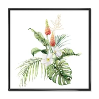 Toile imprimée « Tropical Bouquet with Lupine Plumeria Palm Leaves »