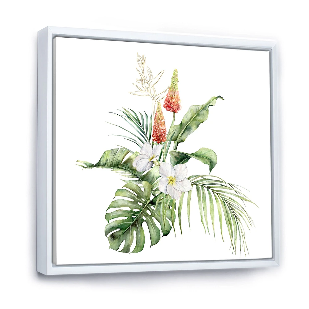 Tropical Bouquet with Lupine Plumeria Palm Leaves  Wall Art