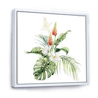 Toile imprimée « Tropical Bouquet with Lupine Plumeria Palm Leaves »