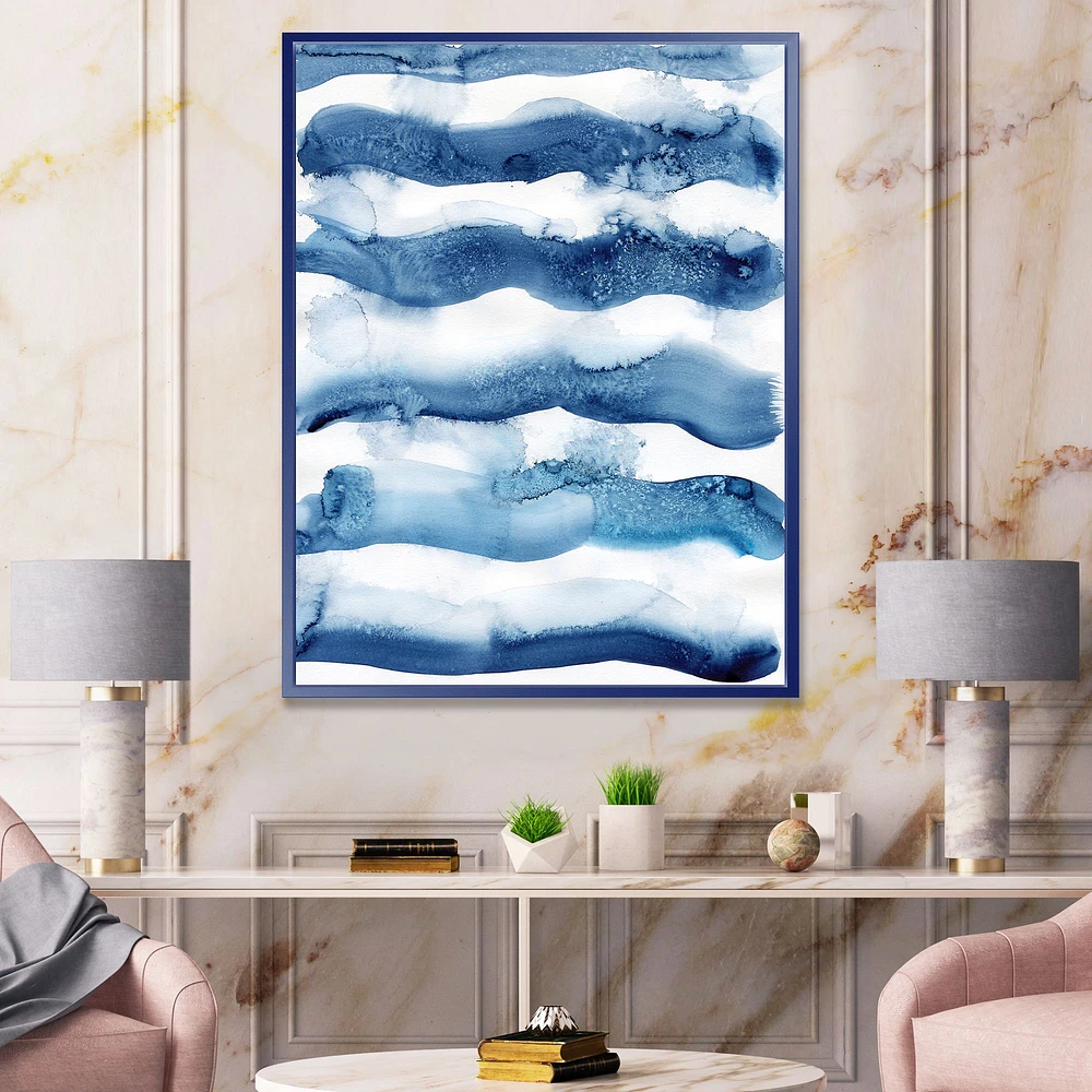 Abstract Classic Blue Waves  Wall Art