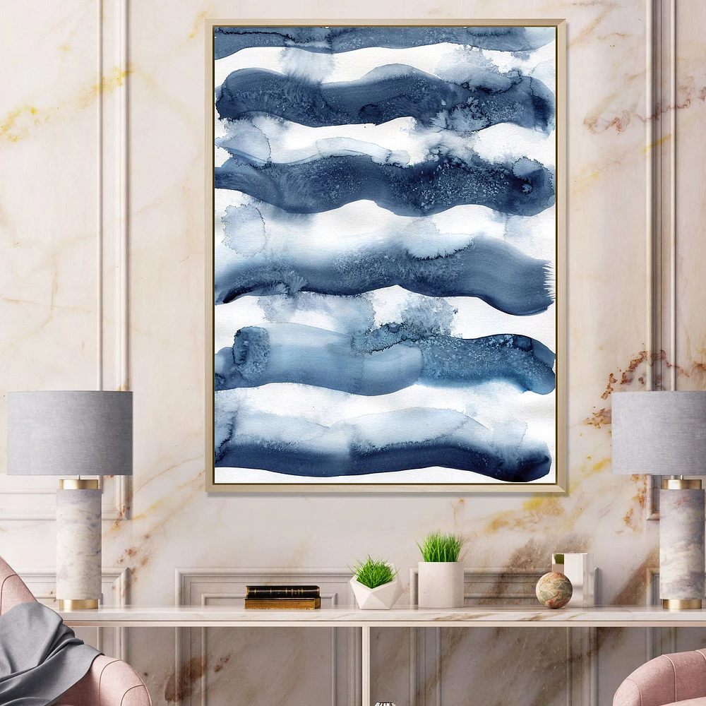 Abstract Classic Blue Waves  Wall Art