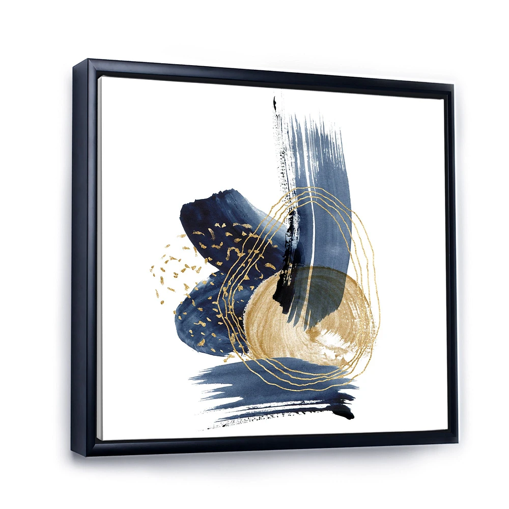 Landscape of Dark Blue Mountains & Gold Strokes II  Wall Art