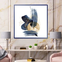 Landscape of Dark Blue Mountains & Gold Strokes II  Wall Art