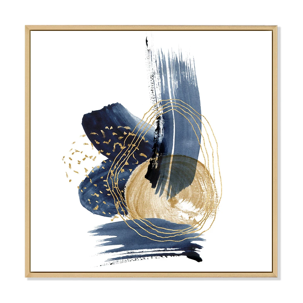 Landscape of Dark Blue Mountains & Gold Strokes II  Wall Art