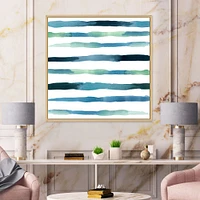 Aquatic Dark Blue Verticals Canvas Wall Art Print
