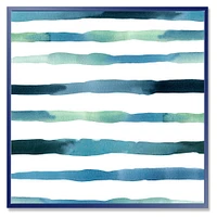 Aquatic Dark Blue Verticals Canvas Wall Art Print