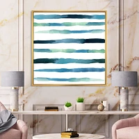 Aquatic Dark Blue Verticals Canvas Wall Art Print