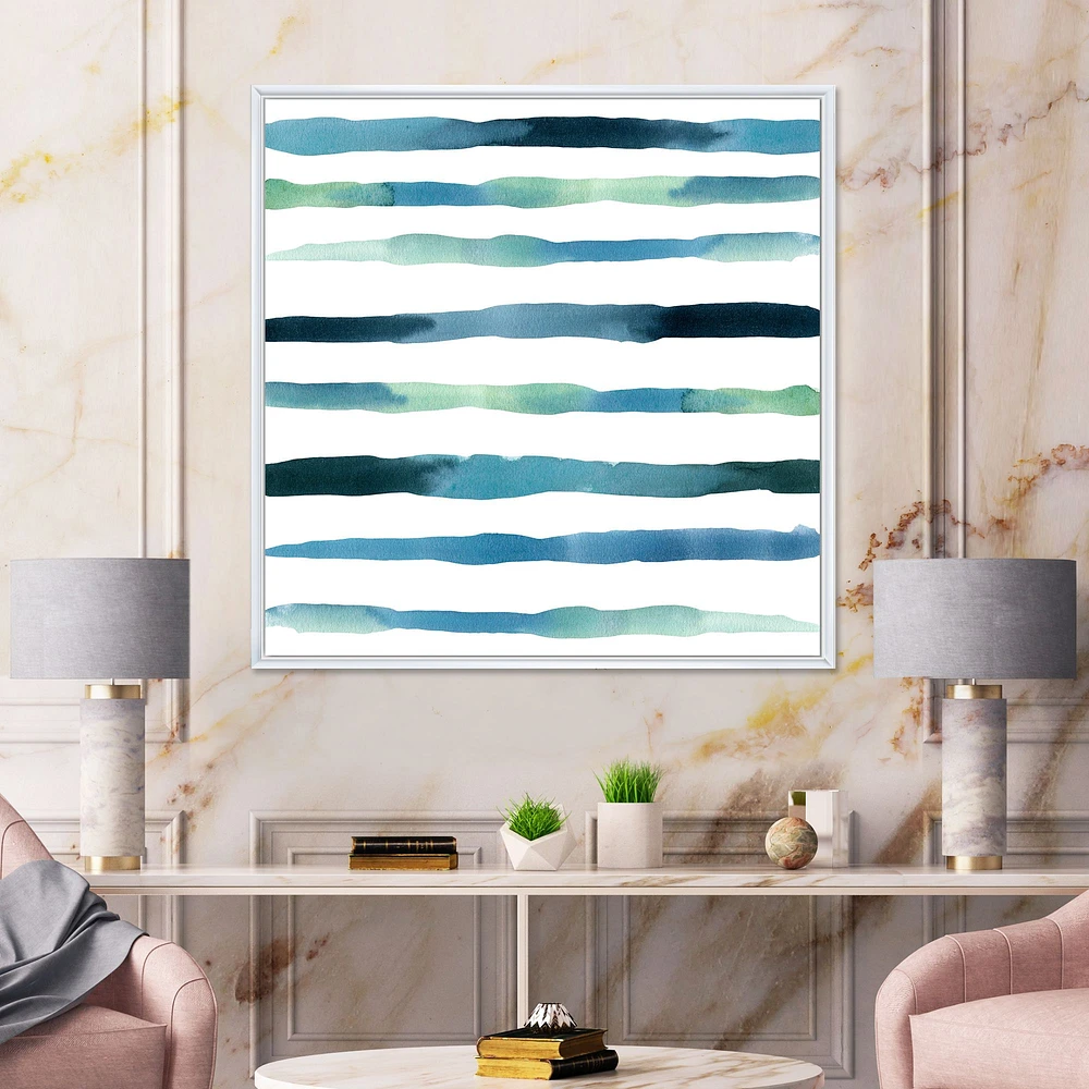 Aquatic Dark Blue Verticals Canvas Wall Art Print