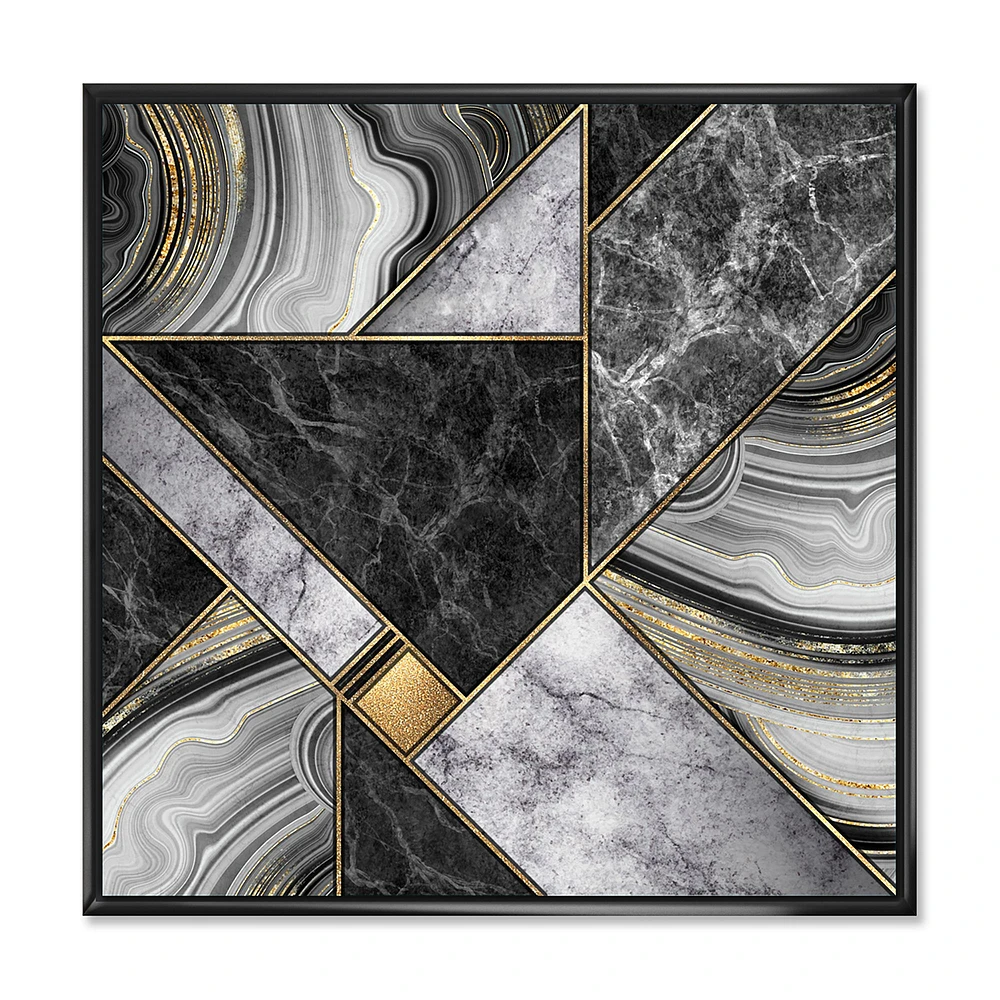 Marble Granite Agate with Touches of Gold  Canvas Wall Art Print