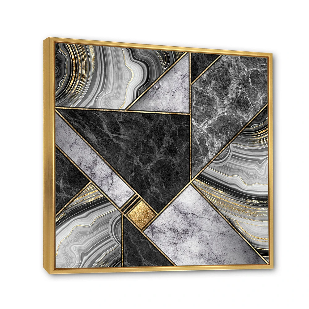 Marble Granite Agate with Touches of Gold  Canvas Wall Art Print
