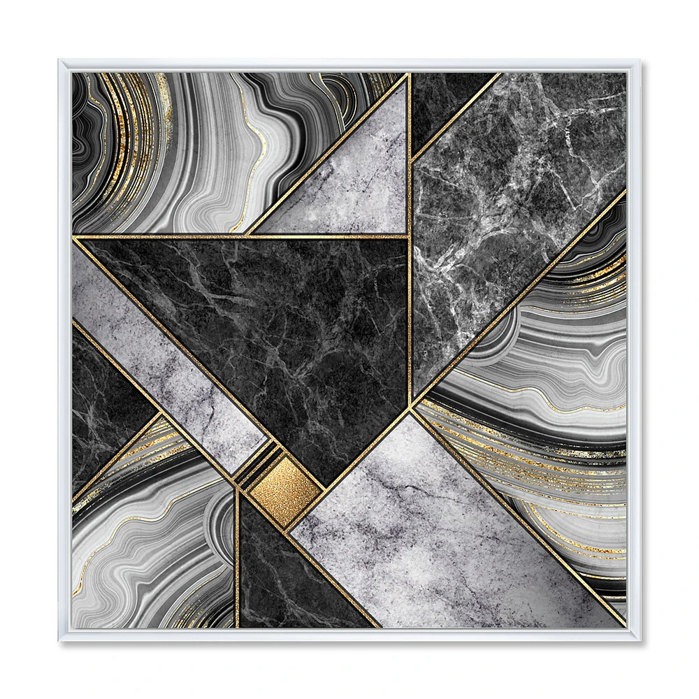 Marble Granite Agate with Touches of Gold  Canvas Wall Art Print