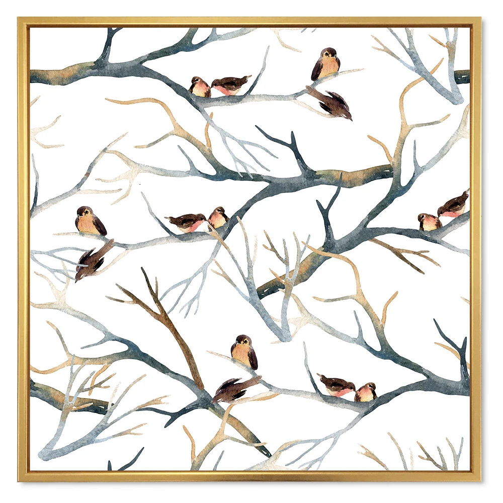 Toile imprimée « Little Birds on The Tree Branches I »