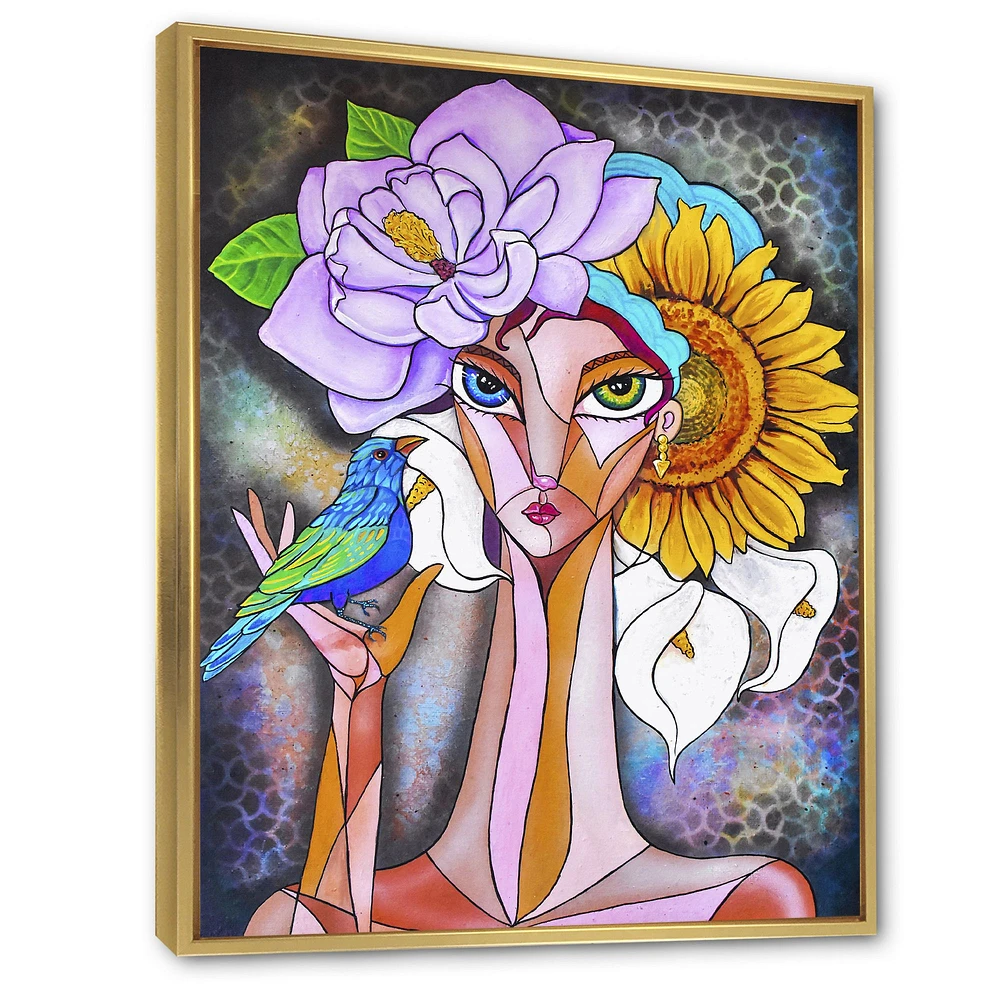 Cubist Girl Portrait Canvas Wall Art Print