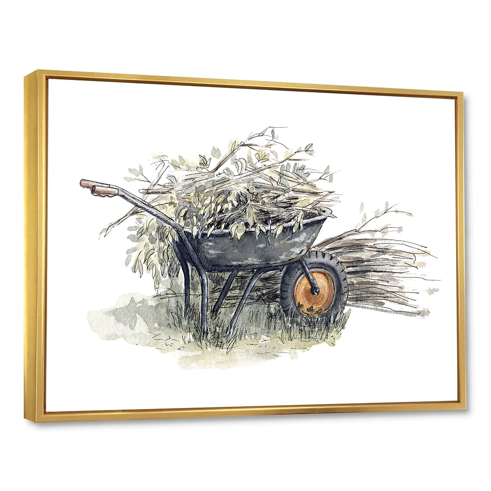 Old Garden Trolley Full of Cut Branches Canvas Wall Art Print