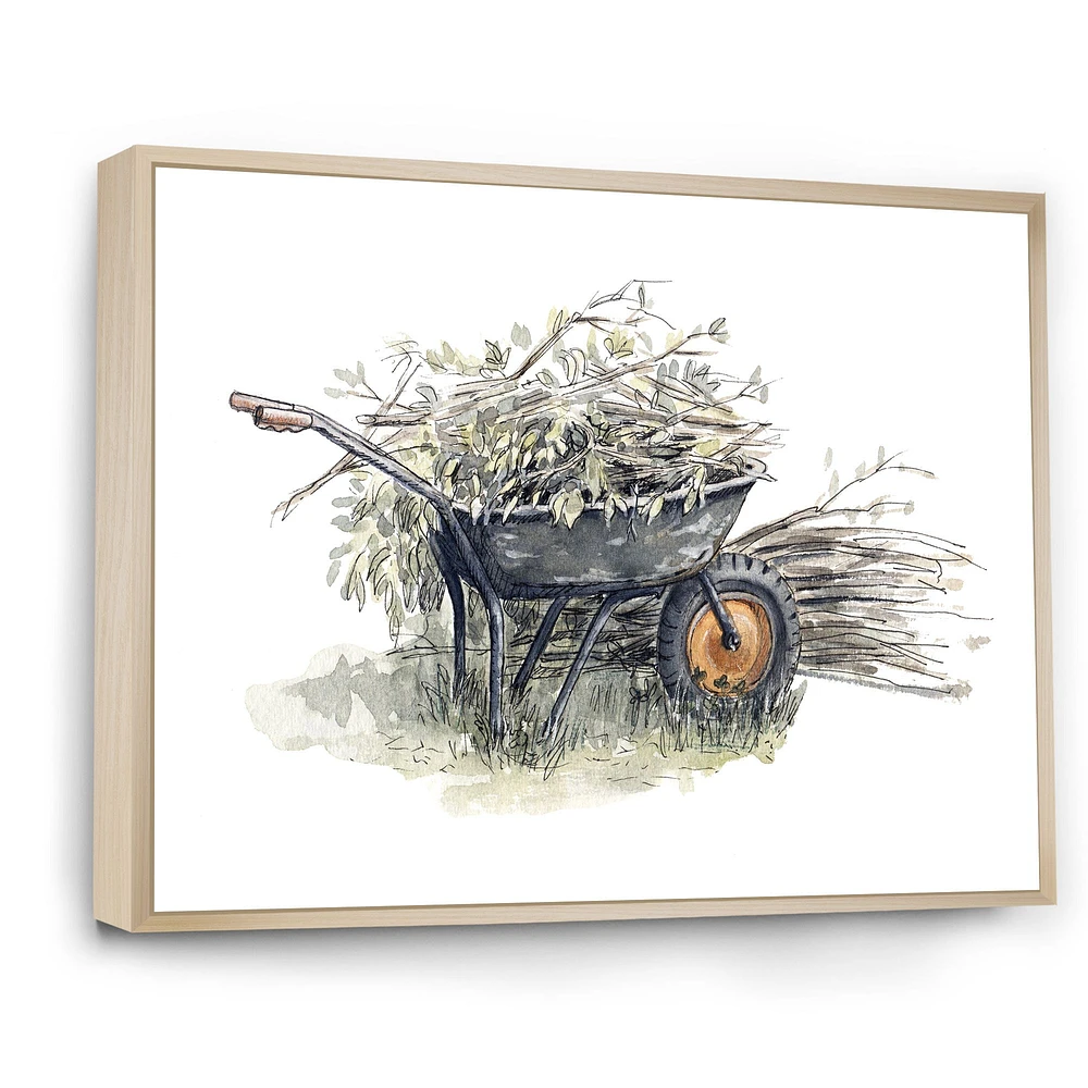 Old Garden Trolley Full of Cut Branches Canvas Wall Art Print