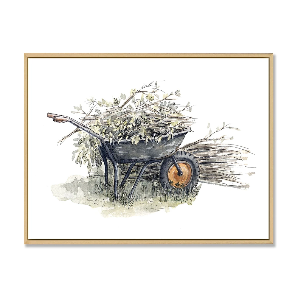 Old Garden Trolley Full of Cut Branches Canvas Wall Art Print