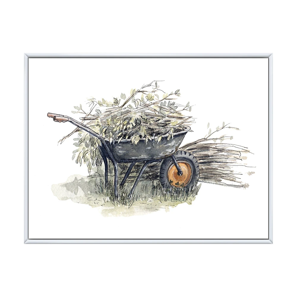 Old Garden Trolley Full of Cut Branches Canvas Wall Art Print