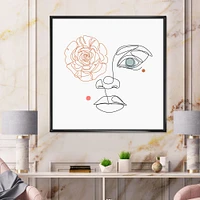 Female Face one Line Drawing with Minimal Shapes Canvas Wall Art Print