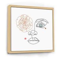 Female Face one Line Drawing with Minimal Shapes Canvas Wall Art Print