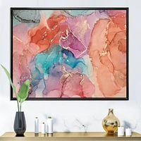 Turquoise and Brown Luxury Abstract Fluid Art II  Canvas Wall Print